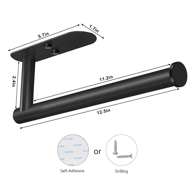 VAEHOLD Adhesive Paper Towel Holder Under Cabinet Wall Mount for Kitchen Paper Towel, Black Paper Towel Roll Holder Stick to Wall, Stainless Steelï¼ˆBlackï¼‰ - Image 3